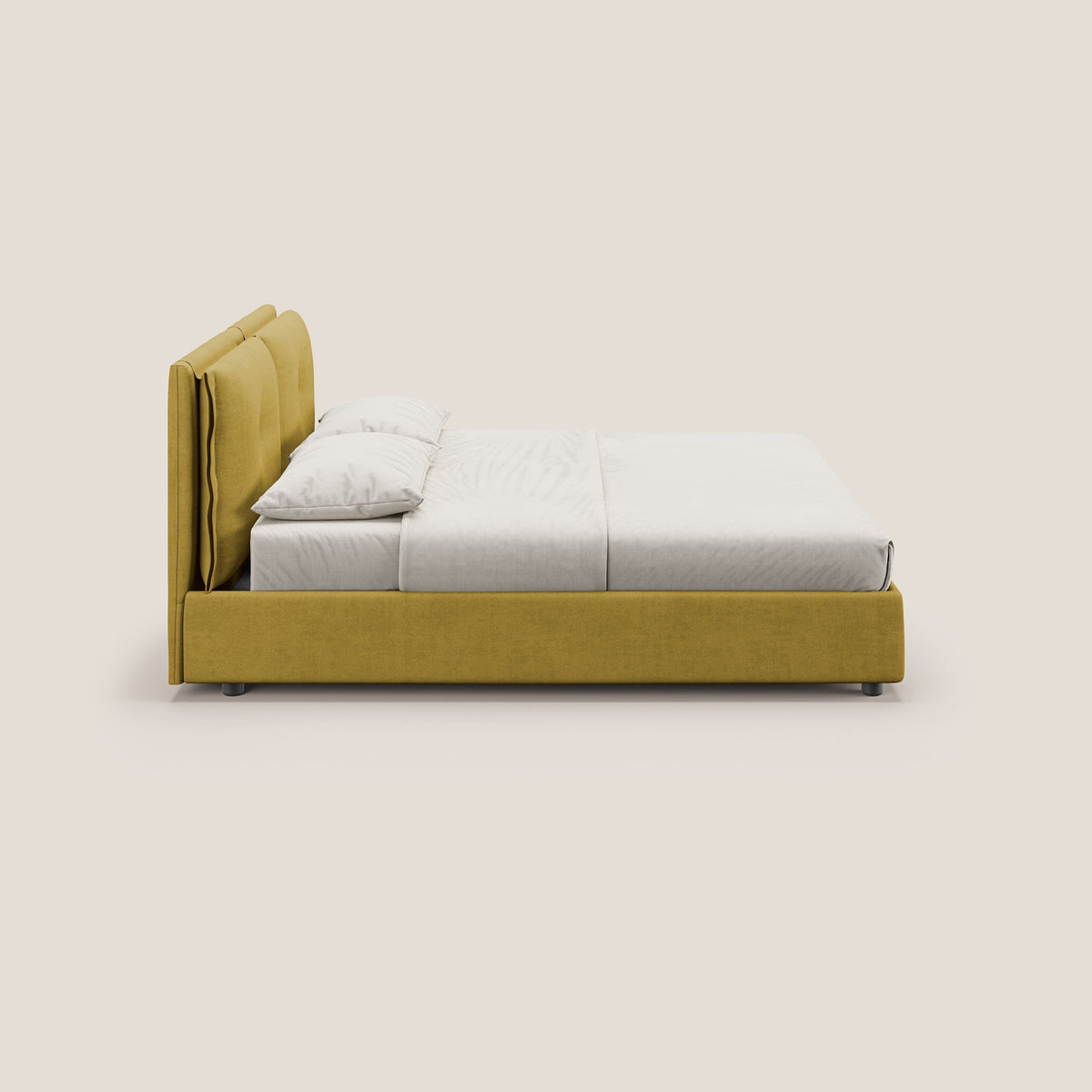 Travis letto contenitore con cuscini mobili trapuntati in tessuto impermeabile T02 giallo - divitt.sbs