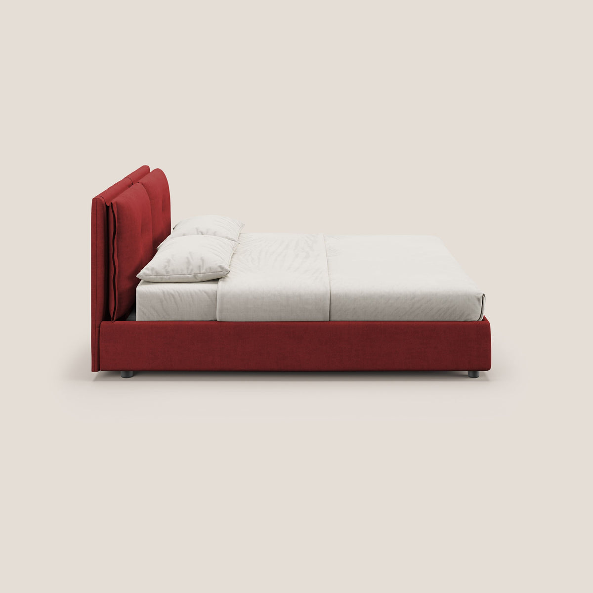 Travis letto contenitore con cuscini mobili trapuntati in tessuto impermeabile T02 rosso - divitt.sbs
