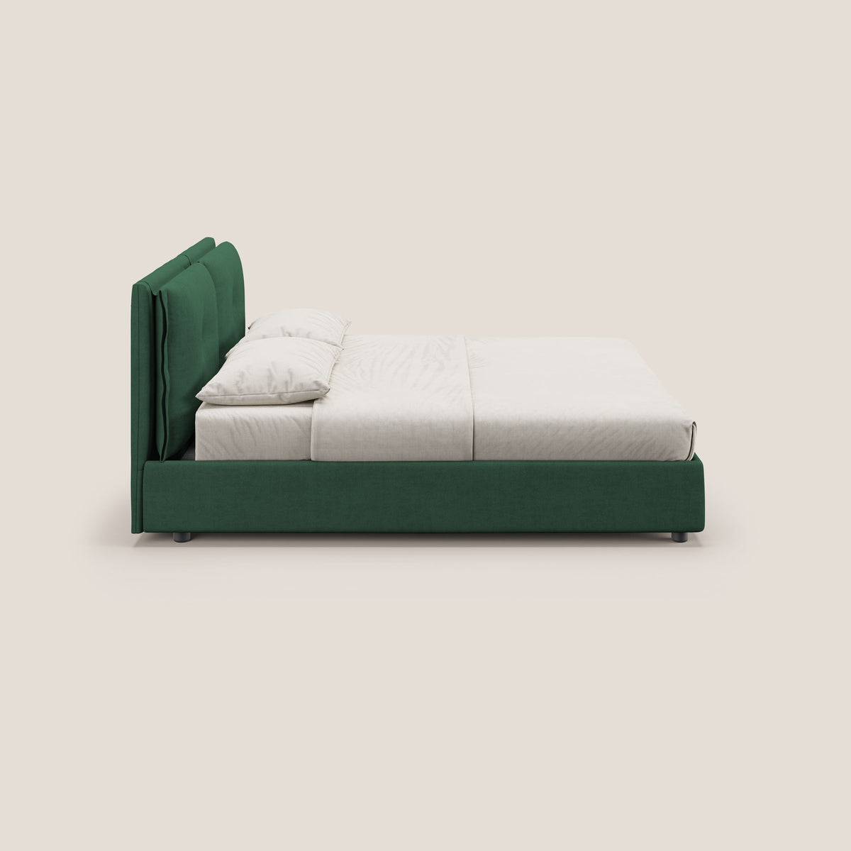 Travis letto contenitore con cuscini mobili trapuntati in tessuto impermeabile T02 verde - divitt.sbs