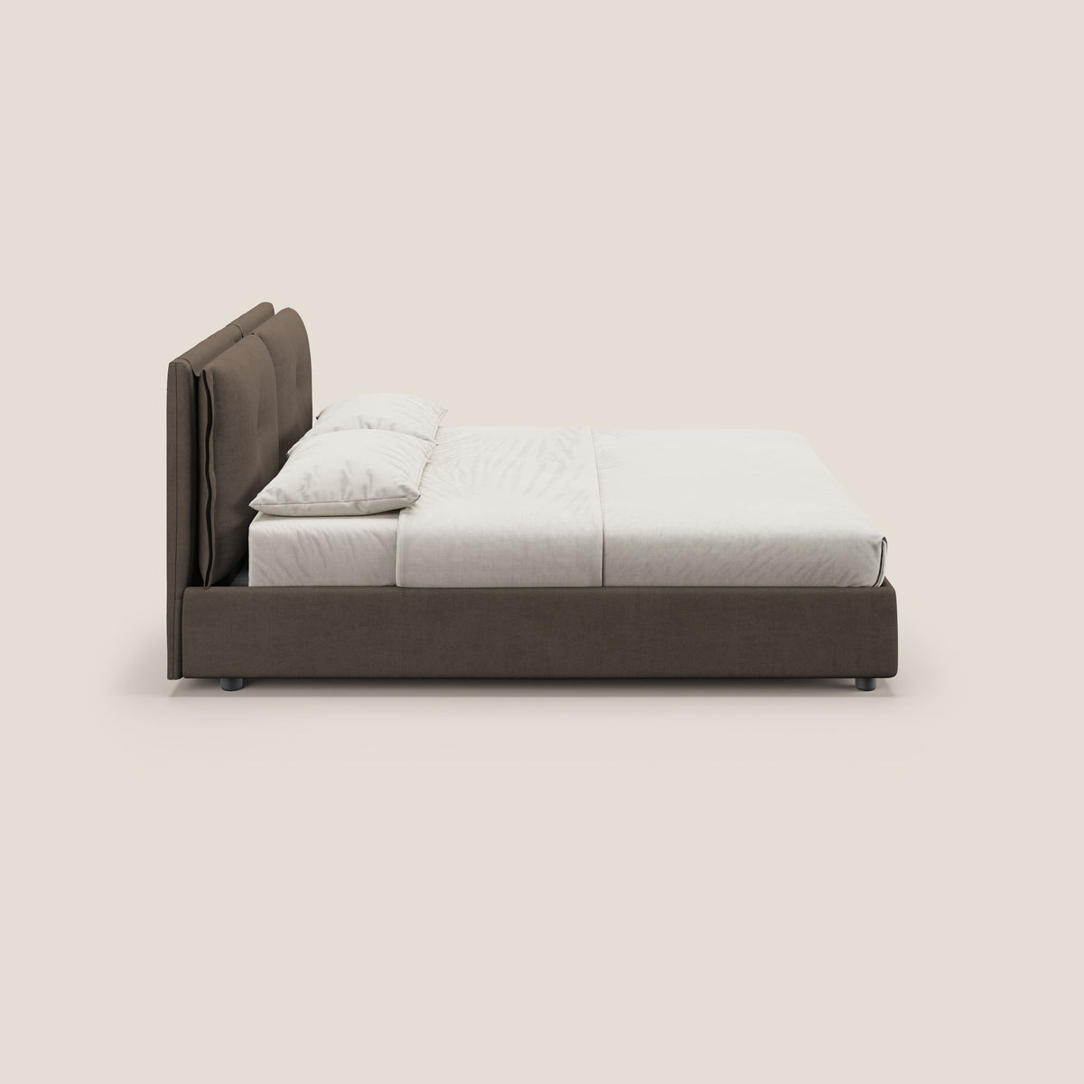 Travis letto contenitore con cuscini mobili trapuntati in tessuto impermeabile T02 marrone - divitt.sbs