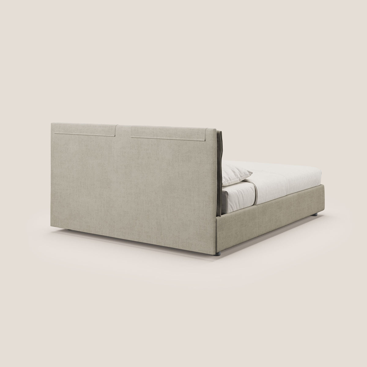 Travis letto contenitore con cuscini mobili trapuntati in tessuto impermeabile T02 panna - divitt.sbs