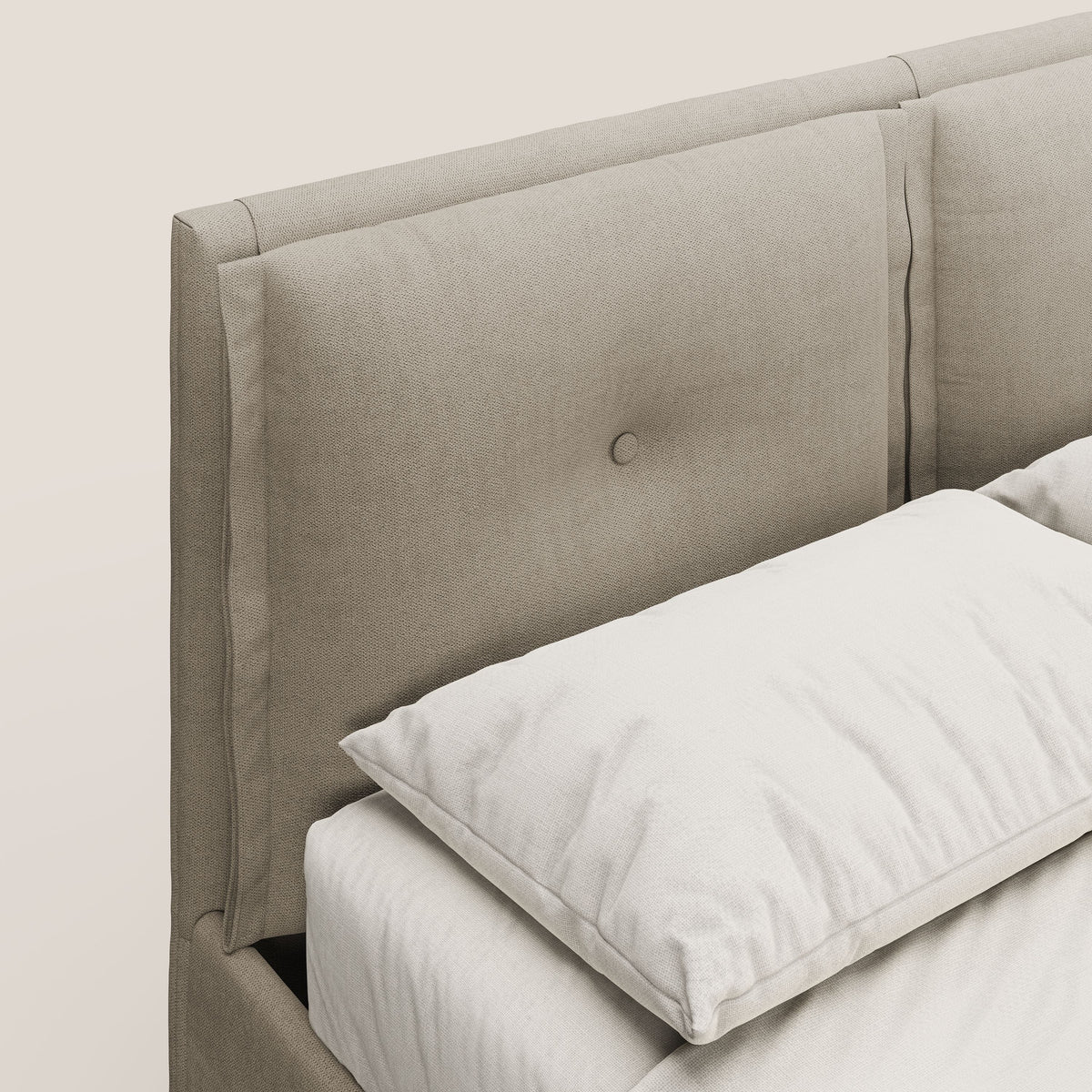 Travis letto contenitore con cuscini mobili trapuntati in tessuto impermeabile T02 beige - divitt.sbs