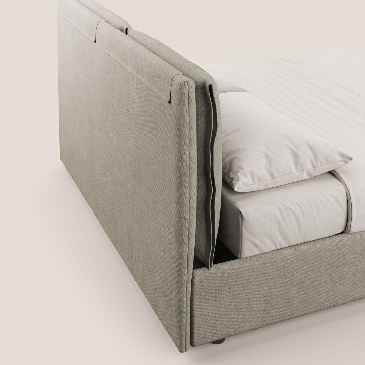 Travis letto contenitore con cuscini mobili trapuntati in tessuto impermeabile T02 panna - divitt.sbs