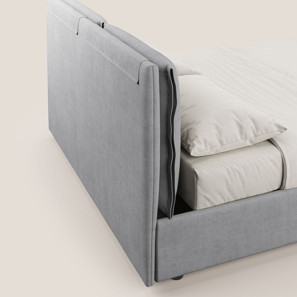 Travis letto contenitore con cuscini mobili trapuntati in tessuto impermeabile T02 grigio chiaro - divitt.sbs