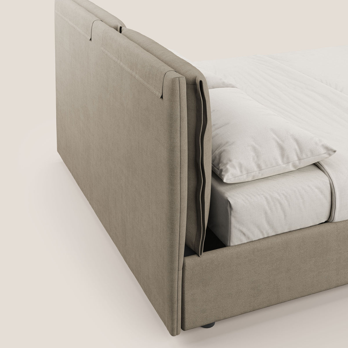 Travis letto contenitore con cuscini mobili trapuntati in tessuto impermeabile T02 beige - divitt.sbs