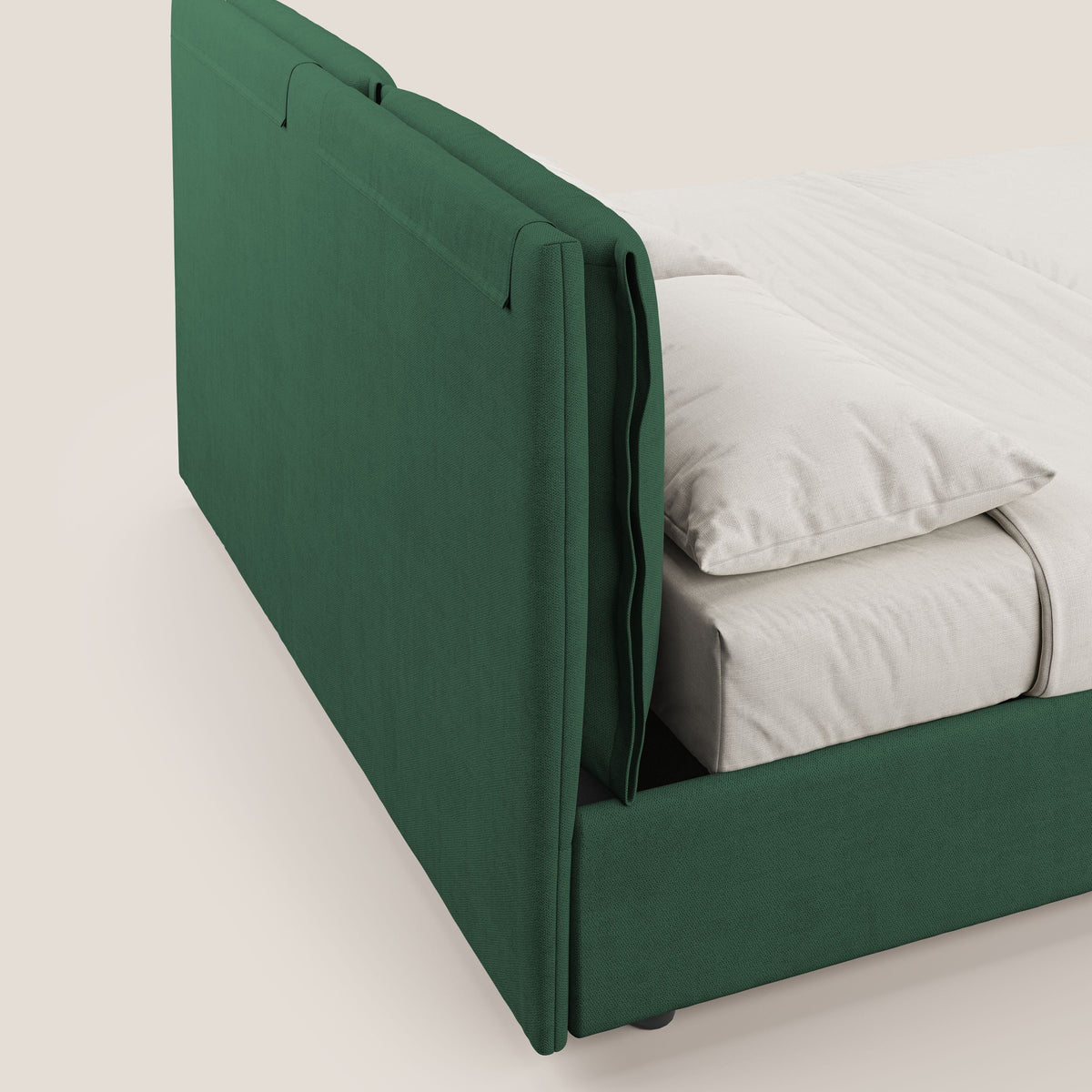 Travis letto contenitore con cuscini mobili trapuntati in tessuto impermeabile T02 verde - divitt.sbs