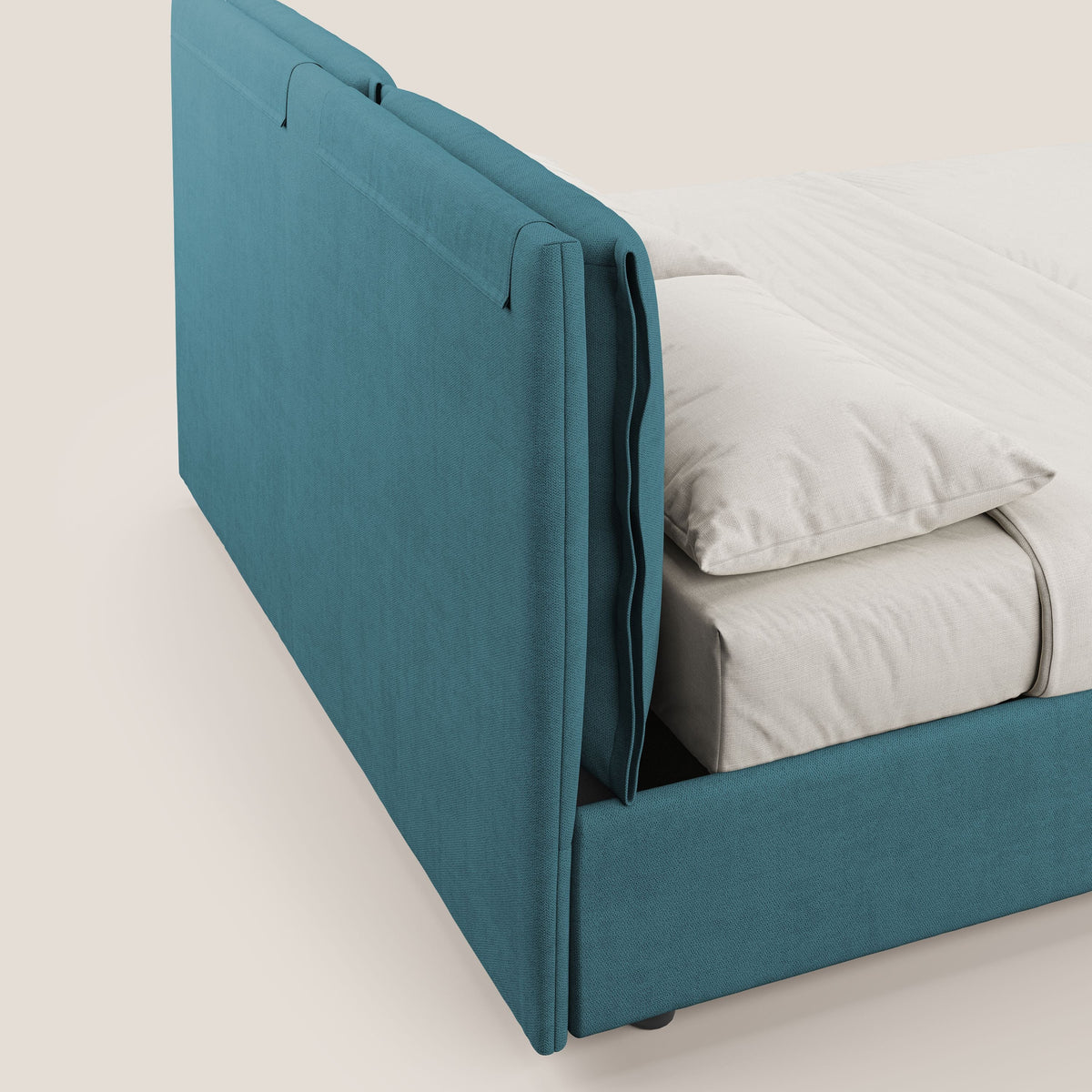 Travis letto contenitore con cuscini mobili trapuntati in tessuto impermeabile T02 azzurro - divitt.sbs
