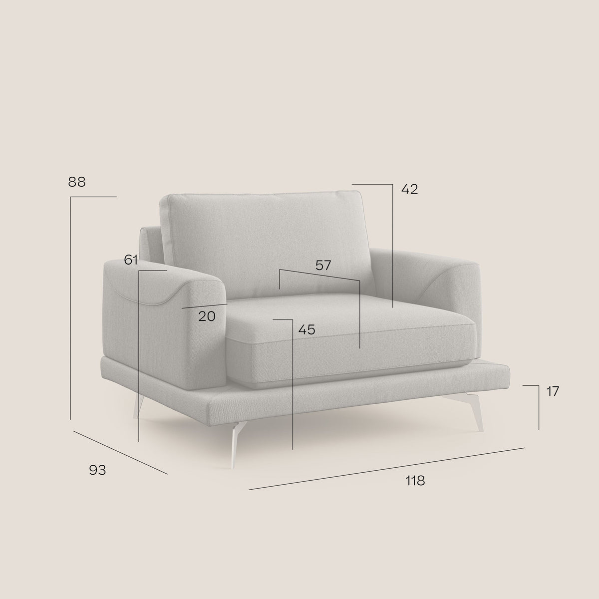 Dorian poltrona moderna in tessuto smacchiabile T05 rosso - divitt.sbs