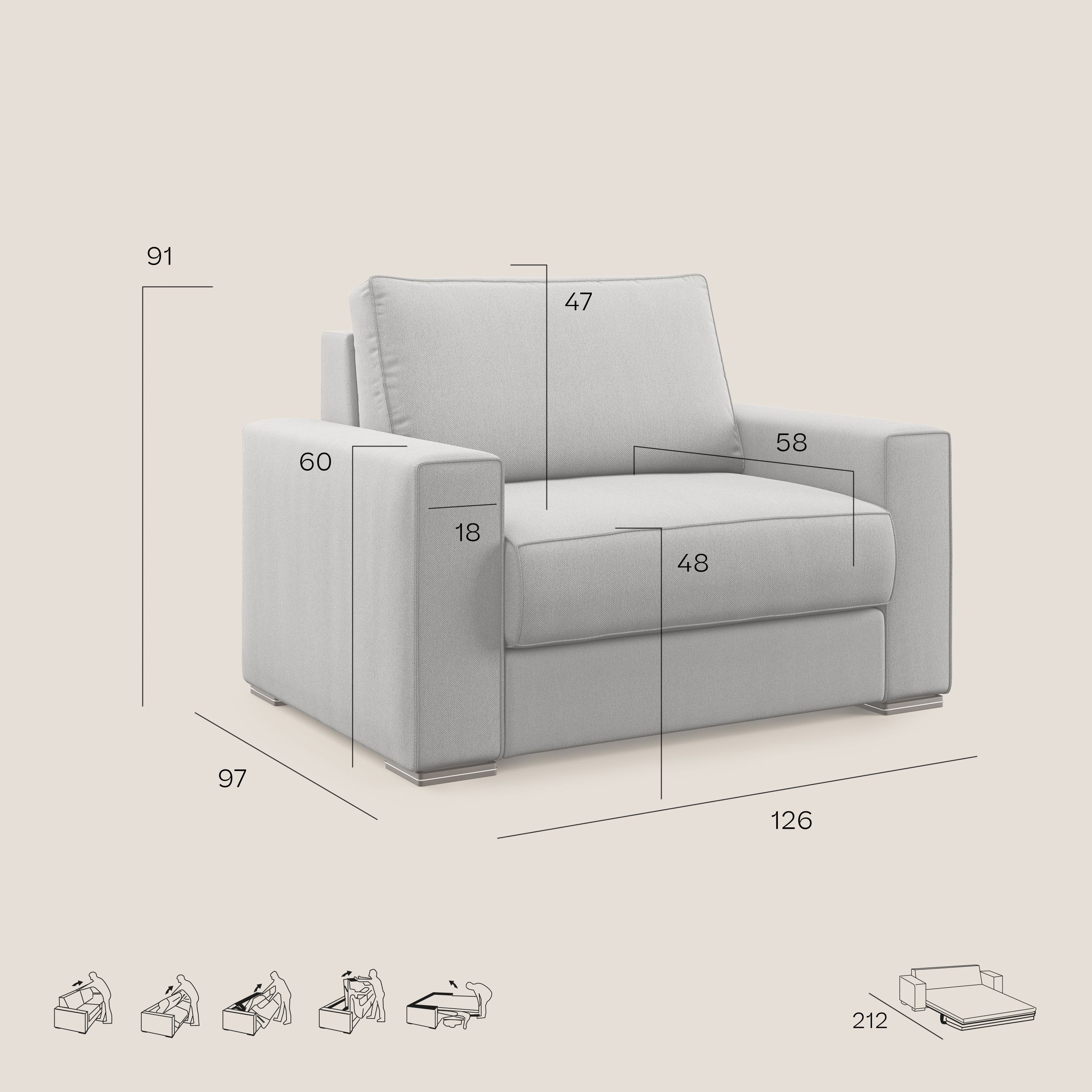 Dream poltrona letto in tessuto smacchiabile T05 antracite - divitt.sbs