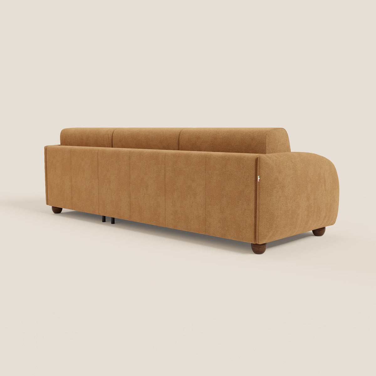 Giglio divano letto angolare con materasso alto 18 cm e penisola contenitore in morbido bouclé impermeabile T07 - divitt.sbs