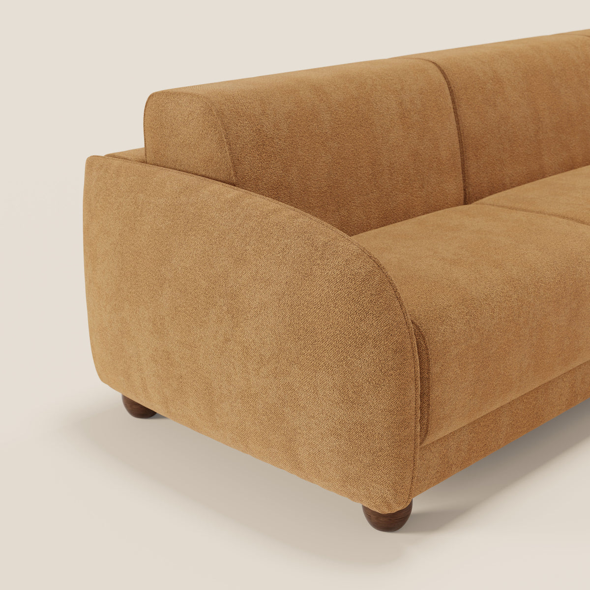 Giglio divano letto angolare con materasso alto 18 cm e penisola contenitore in morbido bouclé impermeabile T07 - divitt.sbs