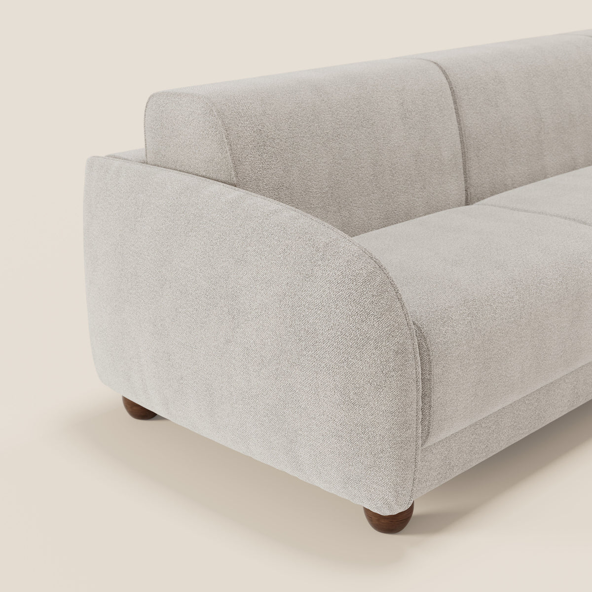 Giglio divano letto angolare con materasso alto 18 cm e penisola contenitore in morbido bouclé impermeabile T07 - divitt.sbs