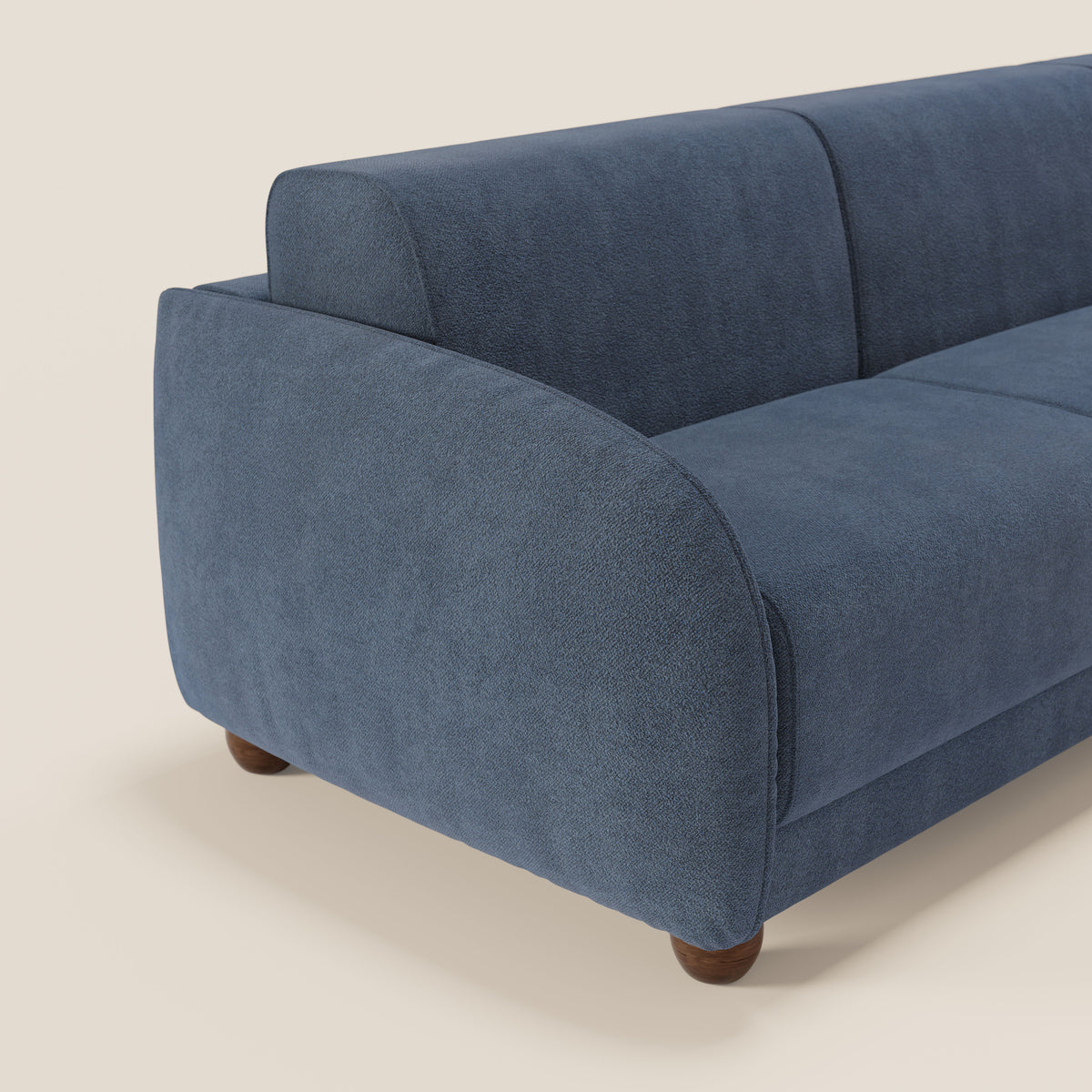 Giglio divano letto angolare con materasso alto 18 cm e penisola contenitore in morbido bouclé impermeabile T07 - divitt.sbs
