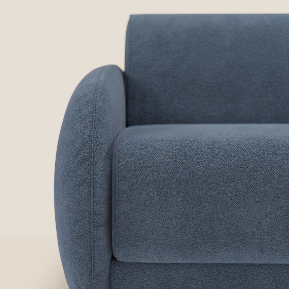 Giglio divano letto angolare con materasso alto 18 cm e penisola contenitore in morbido bouclé impermeabile T07 - divitt.sbs