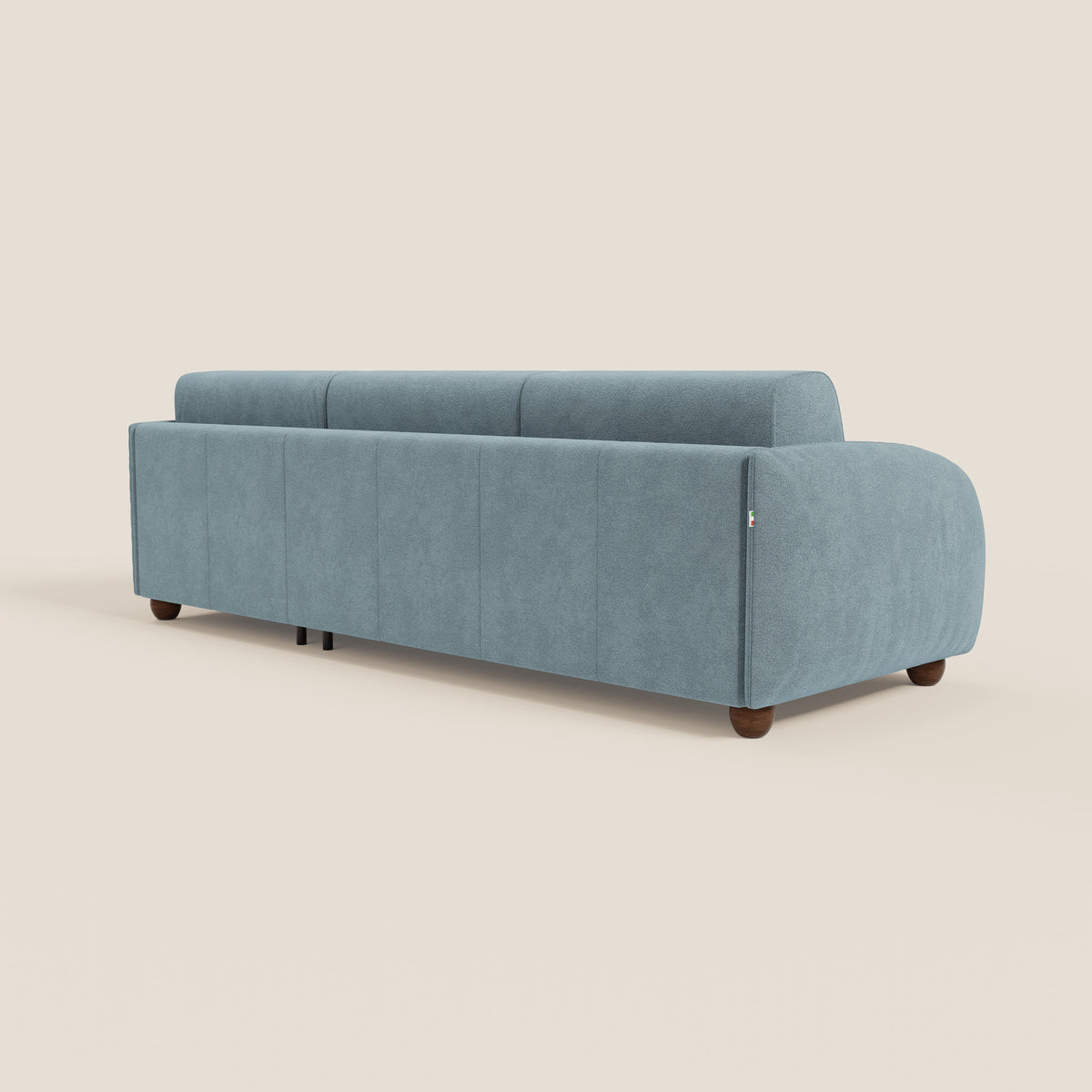 Giglio divano letto angolare con materasso alto 18 cm e penisola contenitore in morbido bouclé impermeabile T07 - divitt.sbs