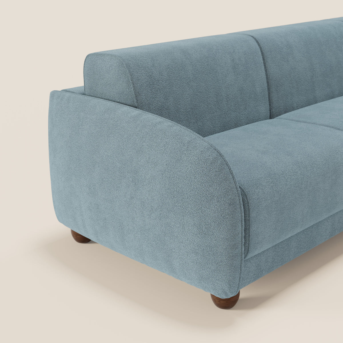 Giglio divano letto angolare con materasso alto 18 cm e penisola contenitore in morbido bouclé impermeabile T07 - divitt.sbs
