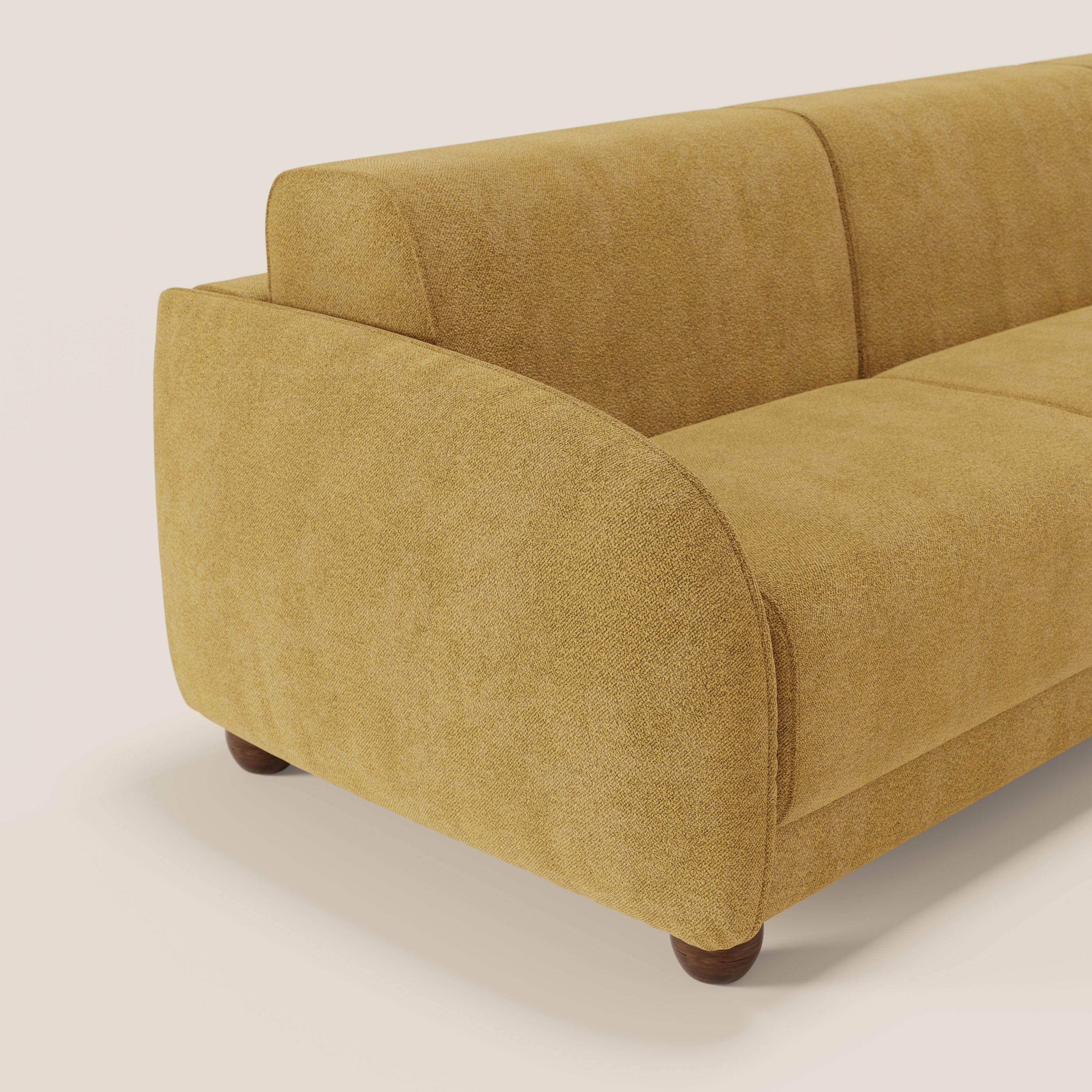 Giglio divano letto angolare con materasso alto 18 cm e penisola contenitore in morbido bouclé impermeabile T07 - divitt.sbs