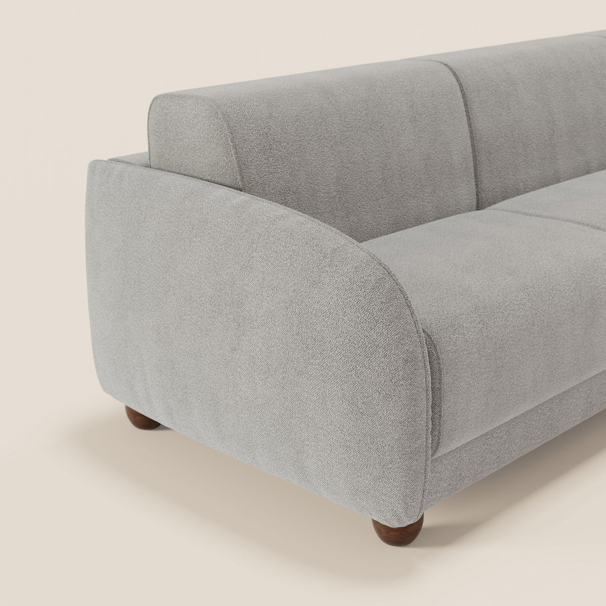 Giglio divano letto angolare con materasso alto 18 cm e penisola contenitore in morbido bouclé impermeabile T07 - divitt.sbs