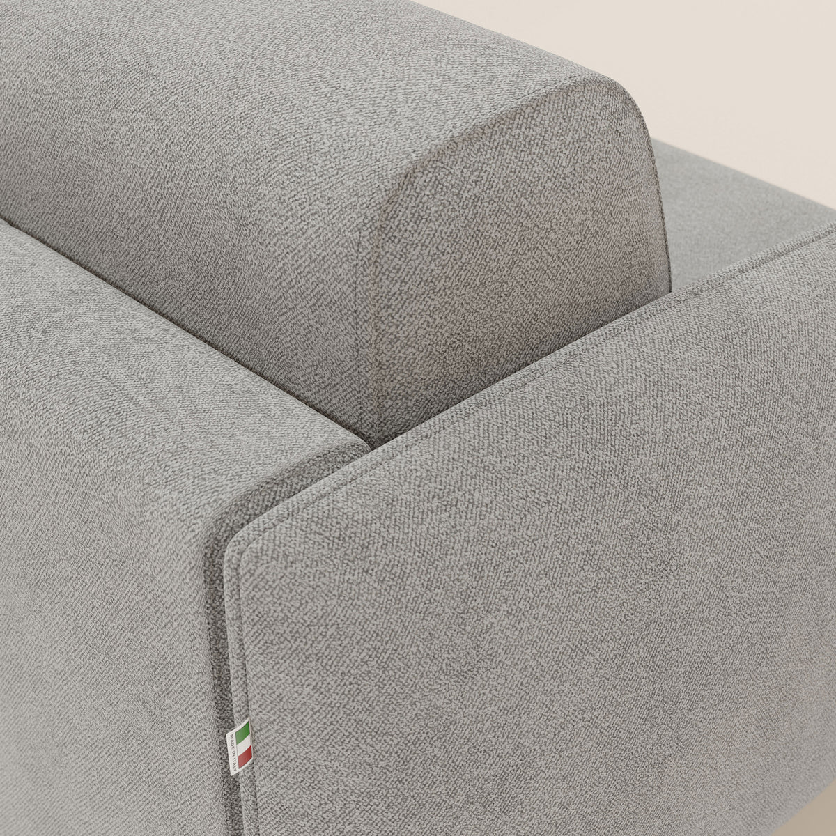 Giglio divano letto angolare con materasso alto 18 cm e penisola contenitore in morbido bouclé impermeabile T07 - divitt.sbs