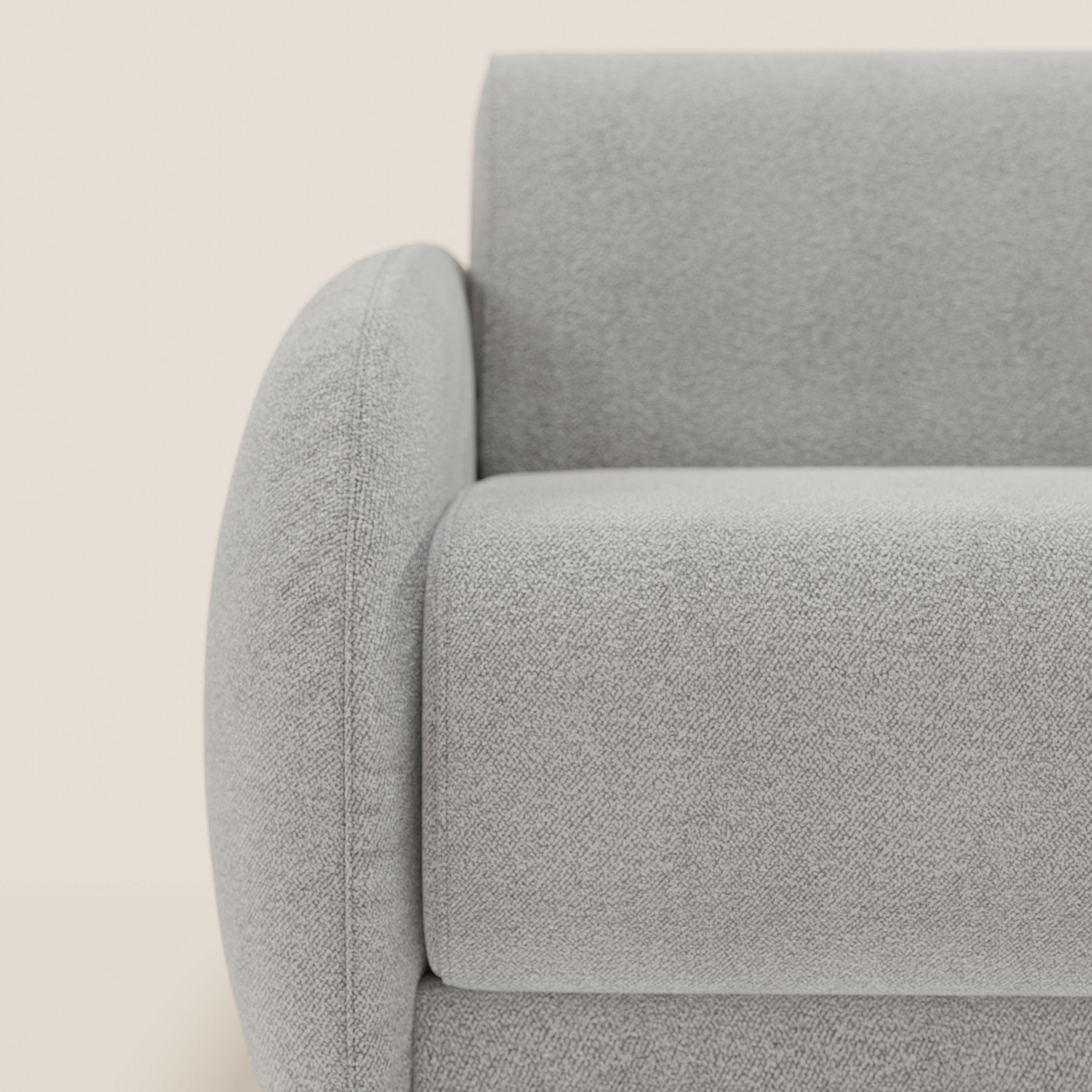 Giglio divano letto angolare con materasso alto 18 cm e penisola contenitore in morbido bouclé impermeabile T07 - divitt.sbs