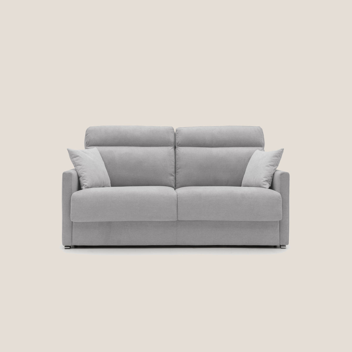 Margot Divano letto matrimoniale con schienale morbido alto in tessuto T02 grigio chiaro - divitt.sbs