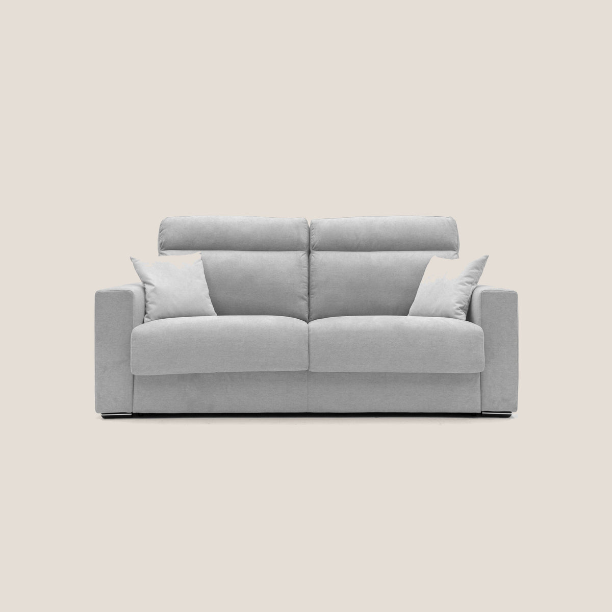 Nikita Divano letto matrimoniale con schienale morbido alto e rivestimento T02 grigio chiaro - divitt.sbs
