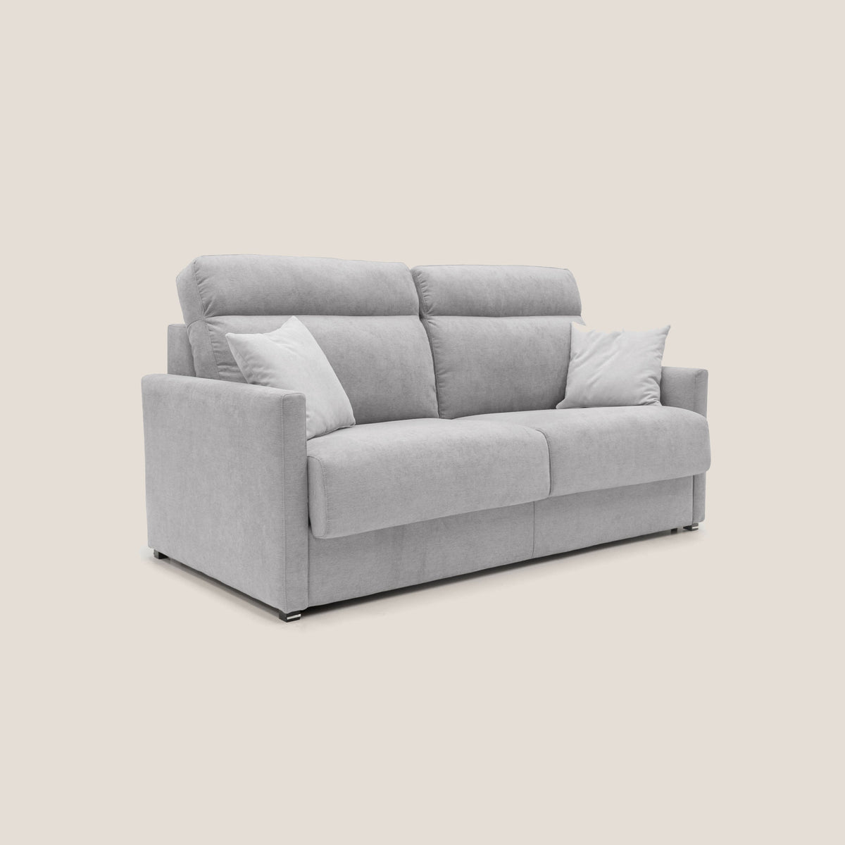 Margot Divano letto matrimoniale con schienale morbido alto in tessuto T02 grigio chiaro - divitt.sbs