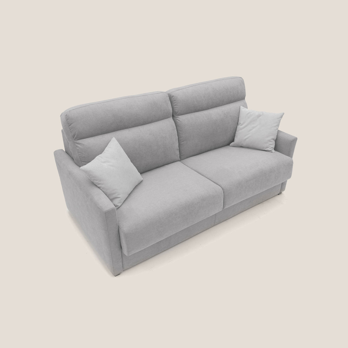 Margot Divano letto matrimoniale con schienale morbido alto in tessuto T02 grigio chiaro - divitt.sbs