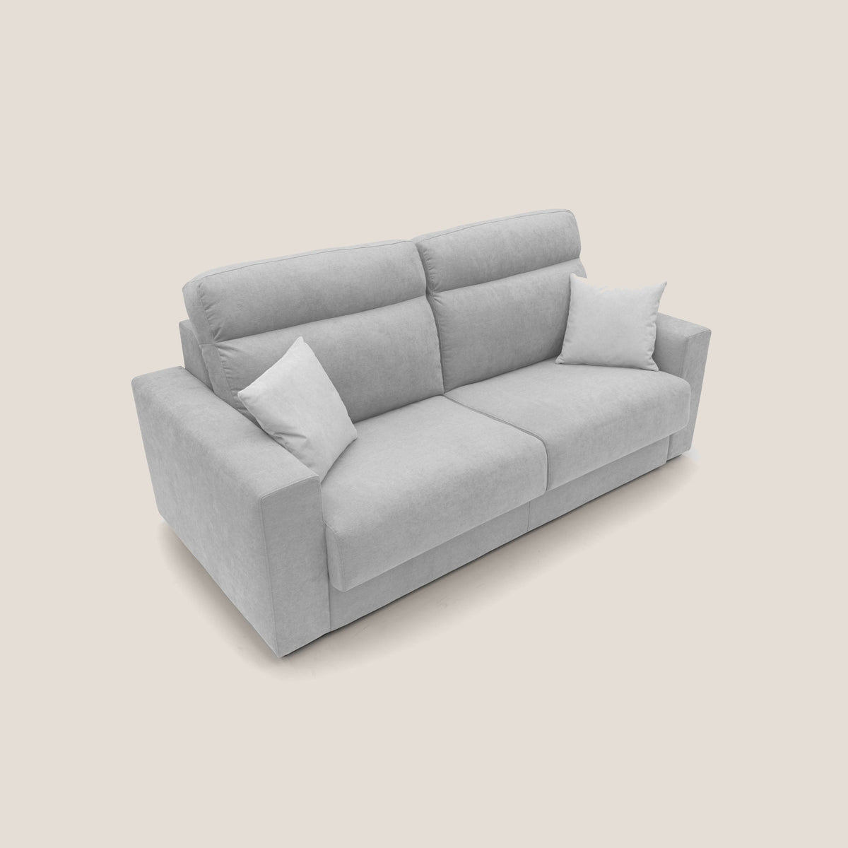 Nikita Divano letto matrimoniale con schienale morbido alto e rivestimento T02 grigio chiaro - divitt.sbs