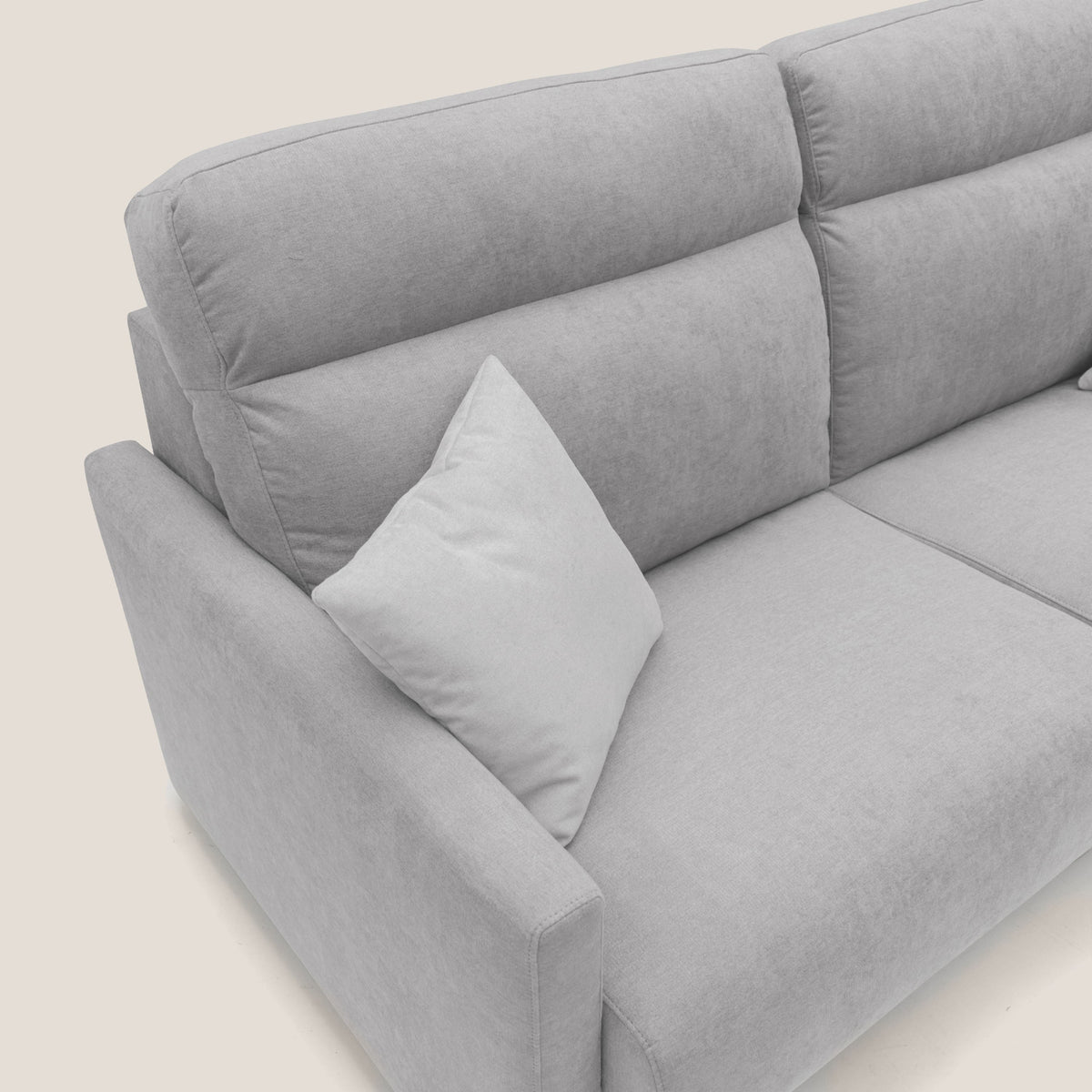 Margot Divano letto matrimoniale con schienale morbido alto in tessuto T02 grigio chiaro - divitt.sbs