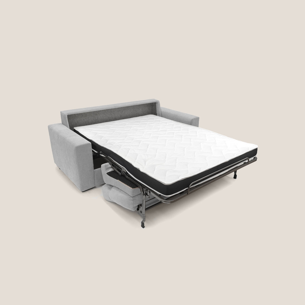 Nikita Divano letto matrimoniale con schienale morbido alto e rivestimento T02 grigio chiaro - divitt.sbs