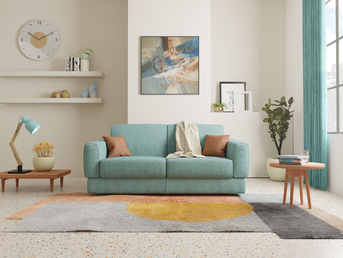 Happy Divano letto matrimoniale con materasso h18 cm in tessuto impermeabile T10 salvia - divitt.sbs