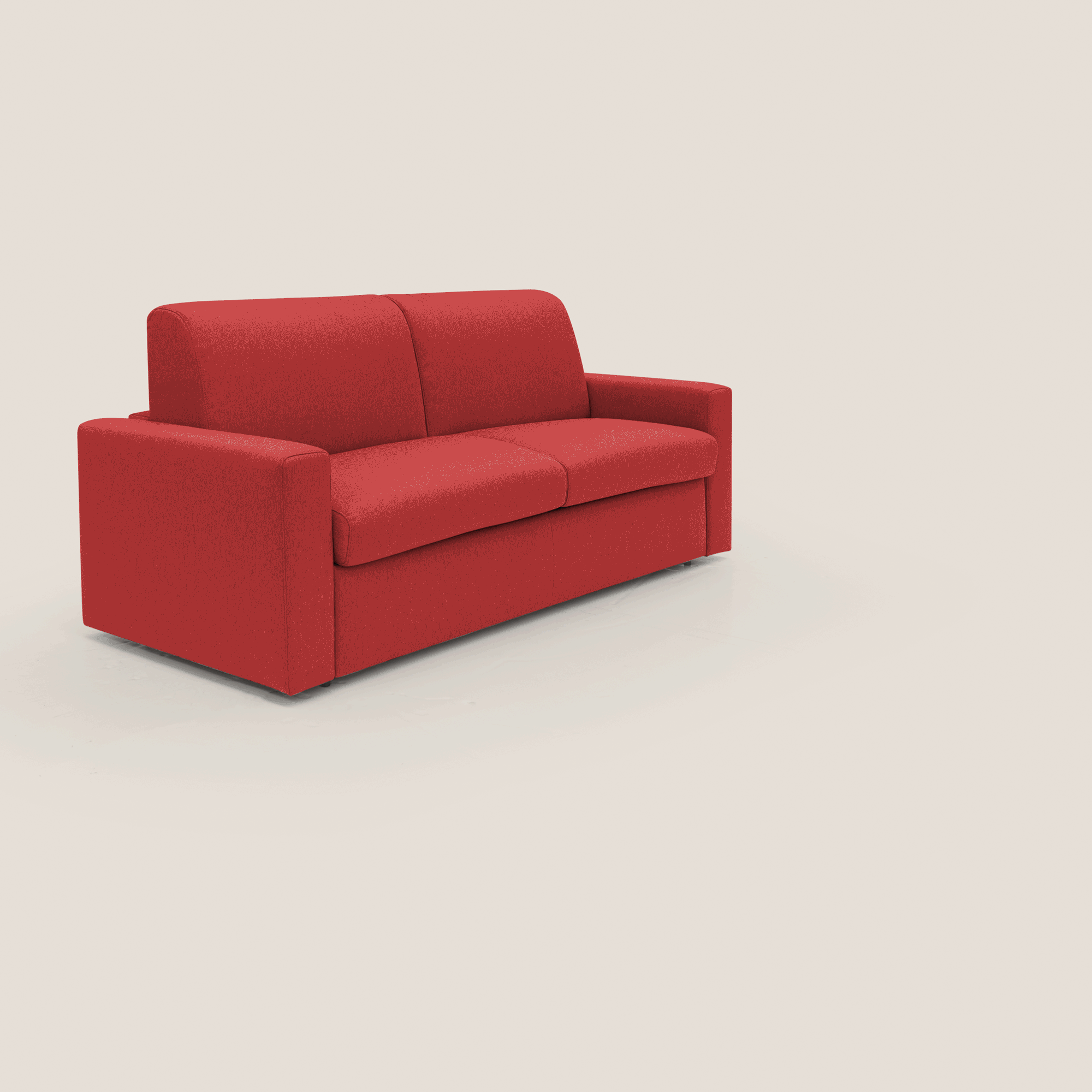 Kansas Divano letto matrimoniale alto 20 cm in tessuto impermeabile misto cotone T13 rosso - divitt.sbs