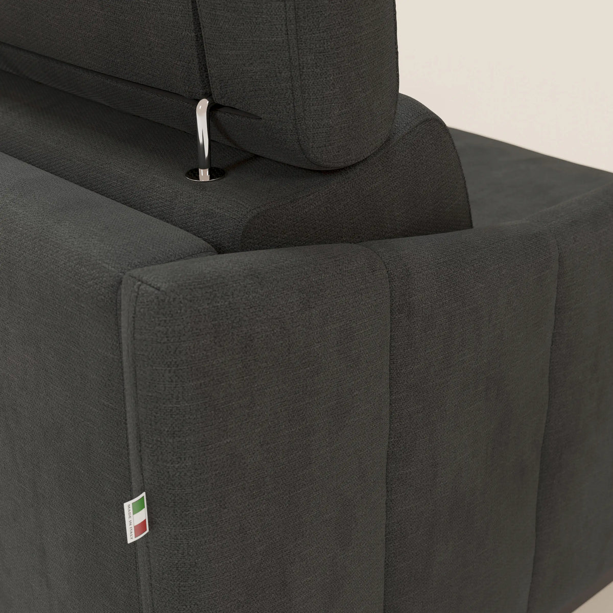 Loto Divano Letto Angolare con Penisola contenitore, Poggiatesta, Materasso Alto H18 in morbido tessuto impermeabile T14 antracite - divitt.sbs
