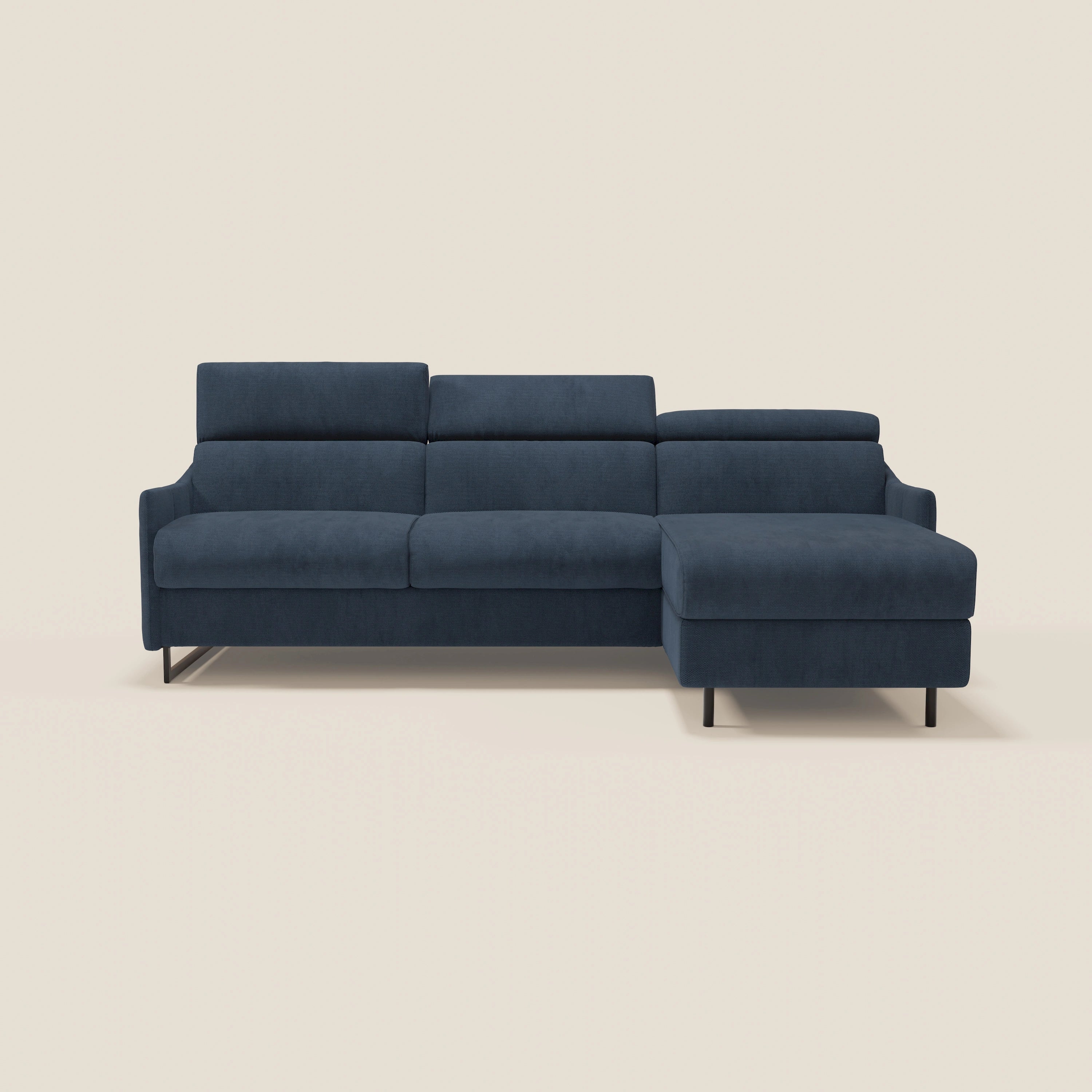 Loto Divano Letto Angolare con Penisola contenitore, Poggiatesta, Materasso Alto H18 in morbido tessuto impermeabile T14 - divitt.sbs