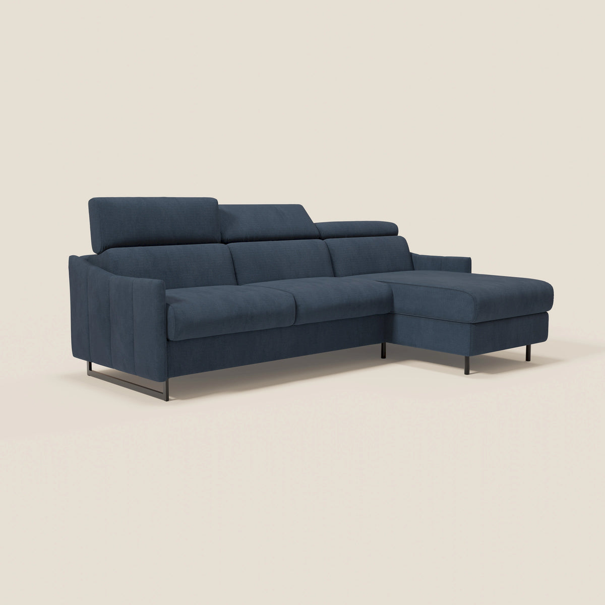 Loto Divano Letto Angolare con Penisola contenitore, Poggiatesta, Materasso Alto H18 in morbido tessuto impermeabile T14 - divitt.sbs