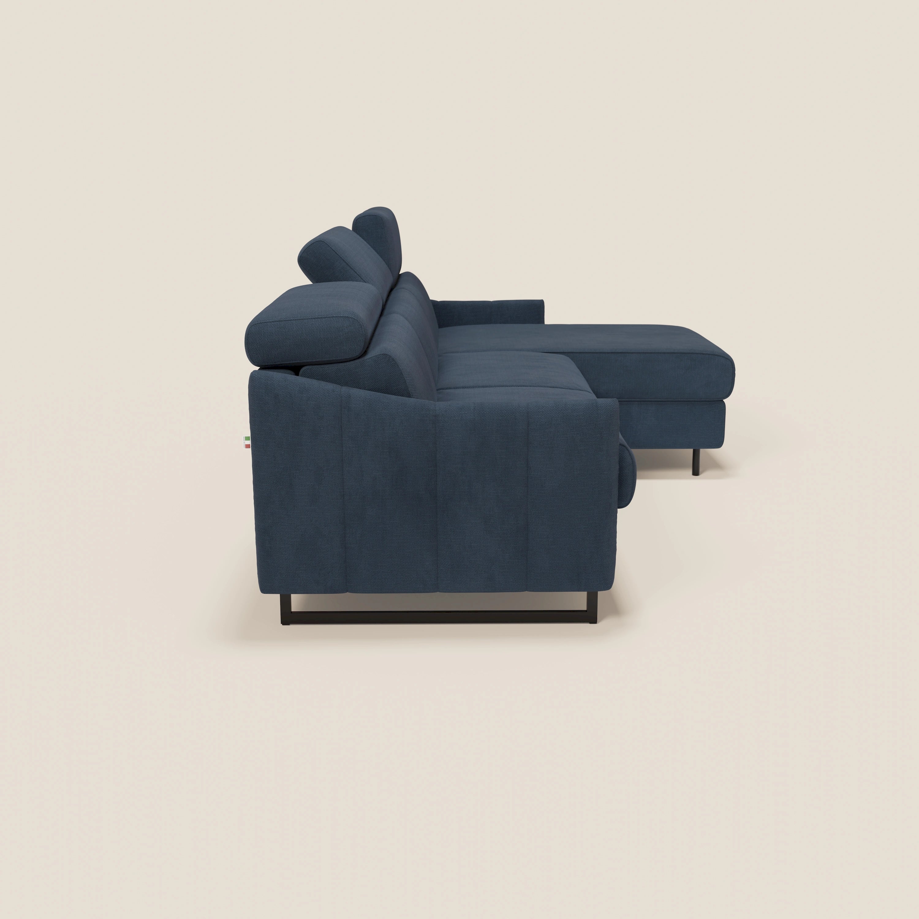 Loto Divano Letto Angolare con Penisola contenitore, Poggiatesta, Materasso Alto H18 in morbido tessuto impermeabile T14 - divitt.sbs