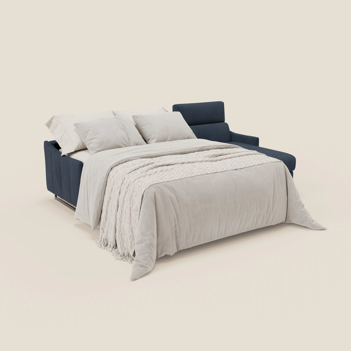 Loto Divano Letto Angolare con Penisola contenitore, Poggiatesta, Materasso Alto H18 in morbido tessuto impermeabile T14 - divitt.sbs