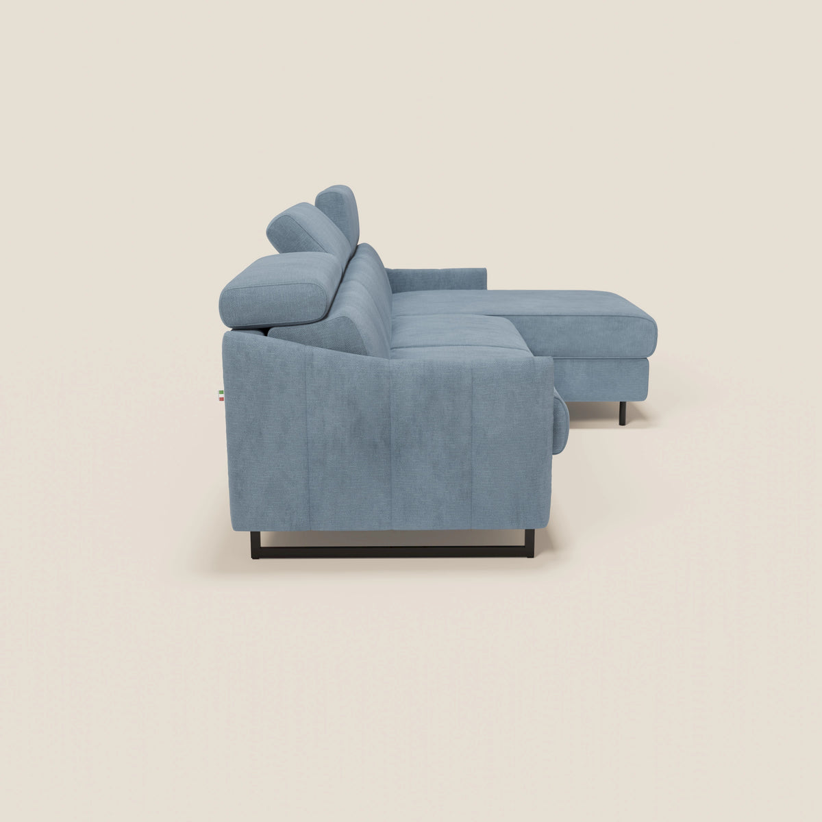 Loto Divano Letto Angolare con Penisola contenitore, Poggiatesta, Materasso Alto H18 in morbido tessuto impermeabile T14 - divitt.sbs