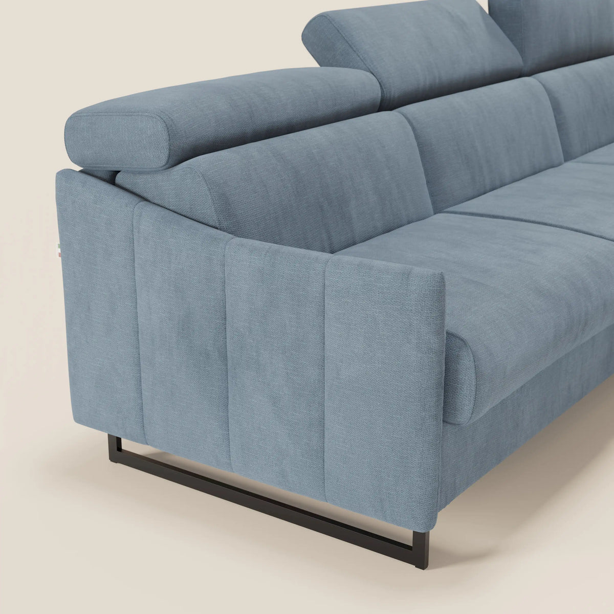 Loto Divano Letto Angolare con Penisola contenitore, Poggiatesta, Materasso Alto H18 in morbido tessuto impermeabile T14 - divitt.sbs