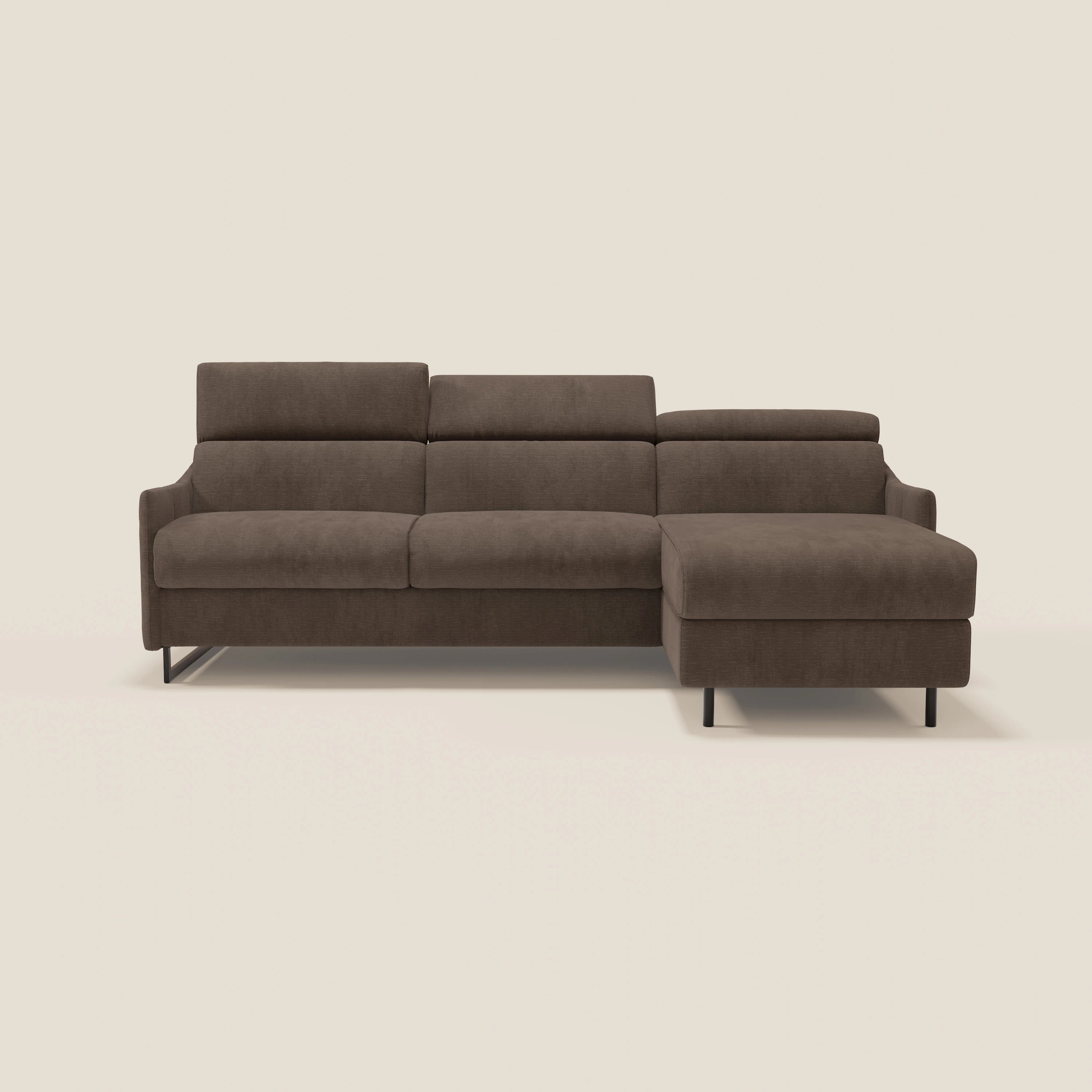 Loto Divano Letto Angolare con Penisola contenitore, Poggiatesta, Materasso Alto H18 in morbido tessuto impermeabile T14 - divitt.sbs
