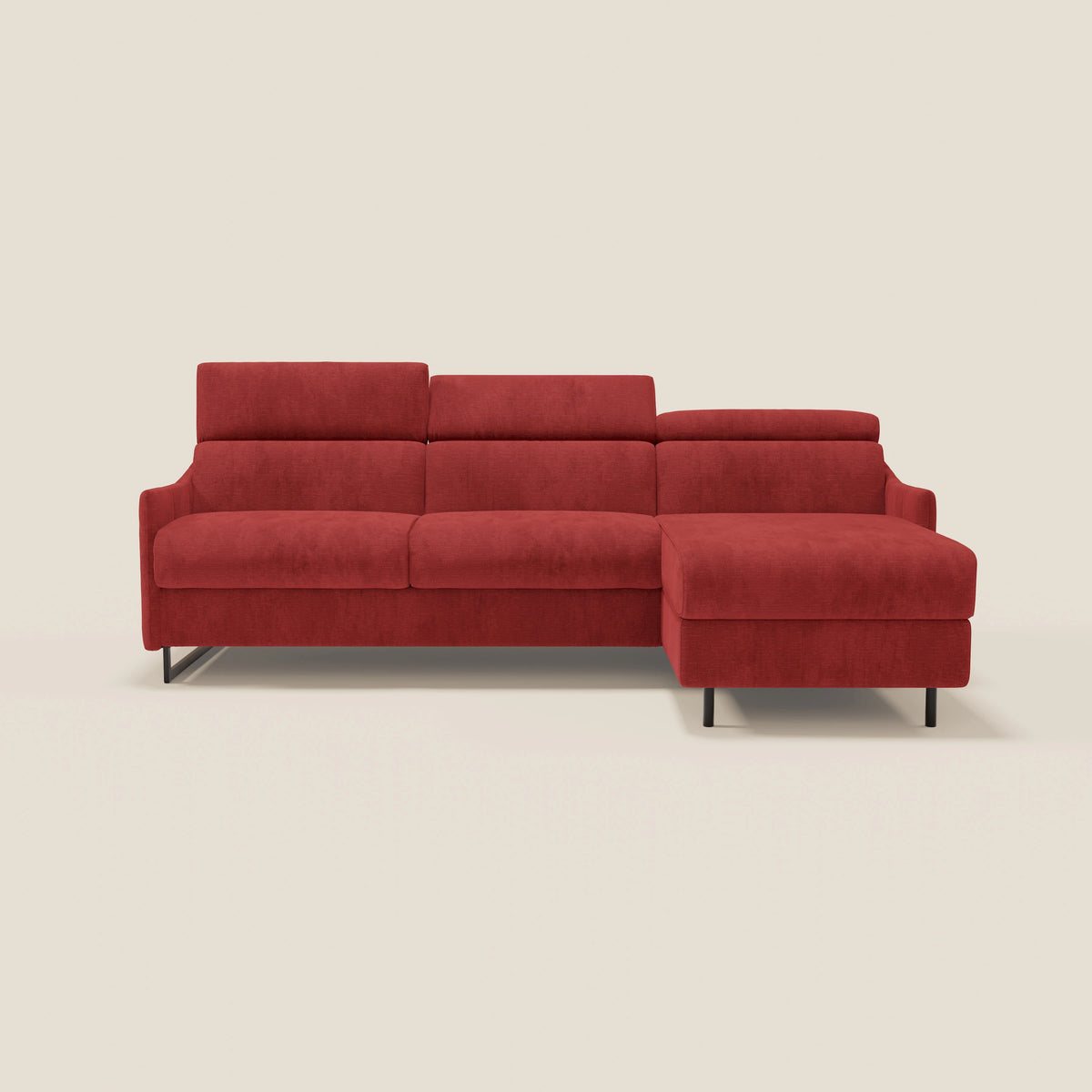 Loto Divano Letto Angolare con Penisola contenitore, Poggiatesta, Materasso Alto H18 in morbido tessuto impermeabile T14 - divitt.sbs