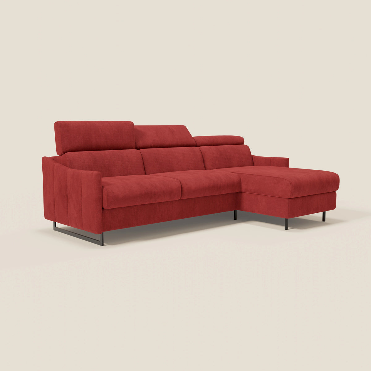 Loto Divano Letto Angolare con Penisola contenitore, Poggiatesta, Materasso Alto H18 in morbido tessuto impermeabile T14 - divitt.sbs