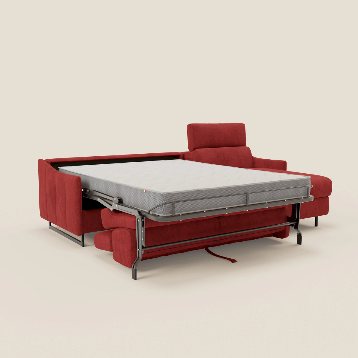 Loto Divano Letto Angolare con Penisola contenitore, Poggiatesta, Materasso Alto H18 in morbido tessuto impermeabile T14 - divitt.sbs