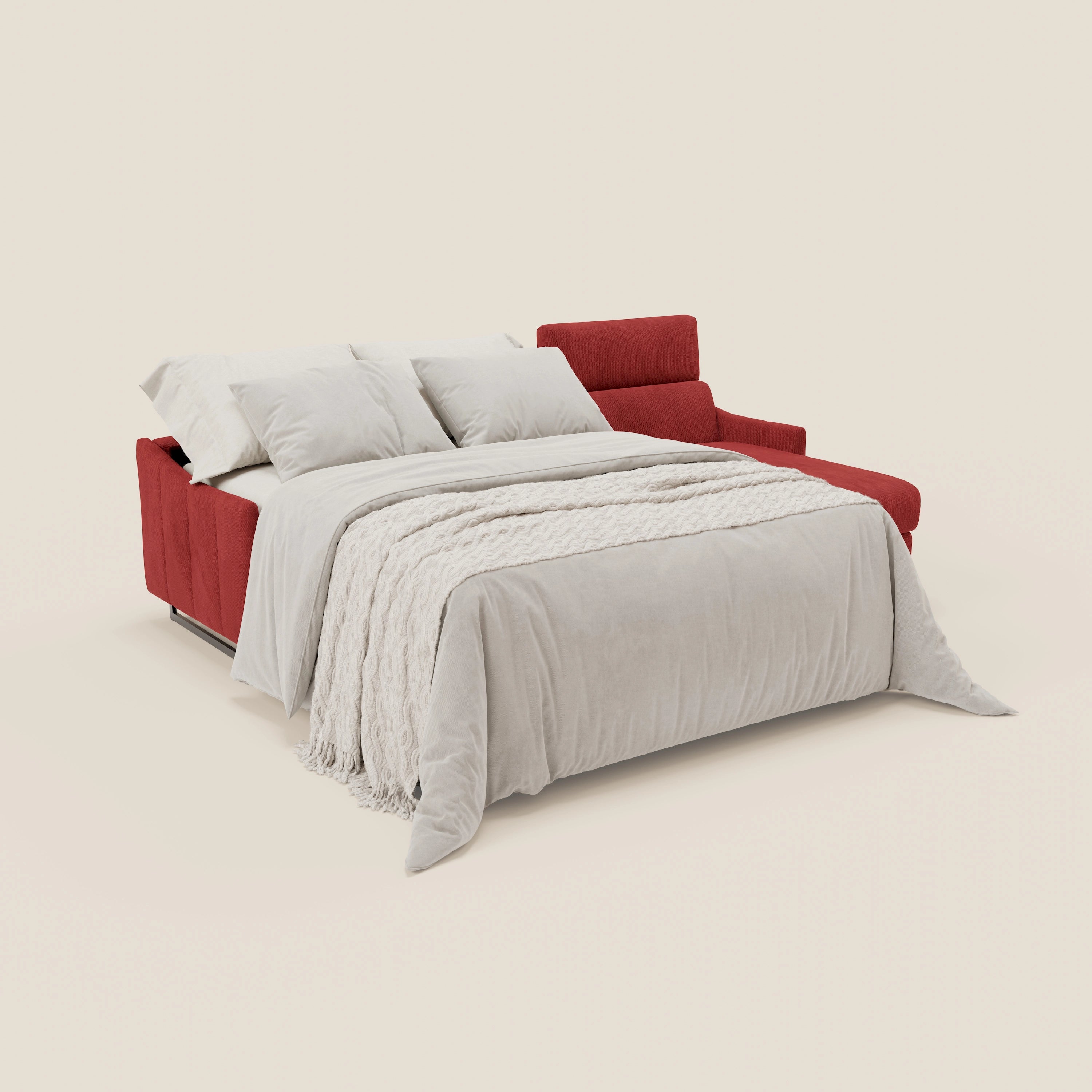Loto Divano Letto Angolare con Penisola contenitore, Poggiatesta, Materasso Alto H18 in morbido tessuto impermeabile T14 - divitt.sbs