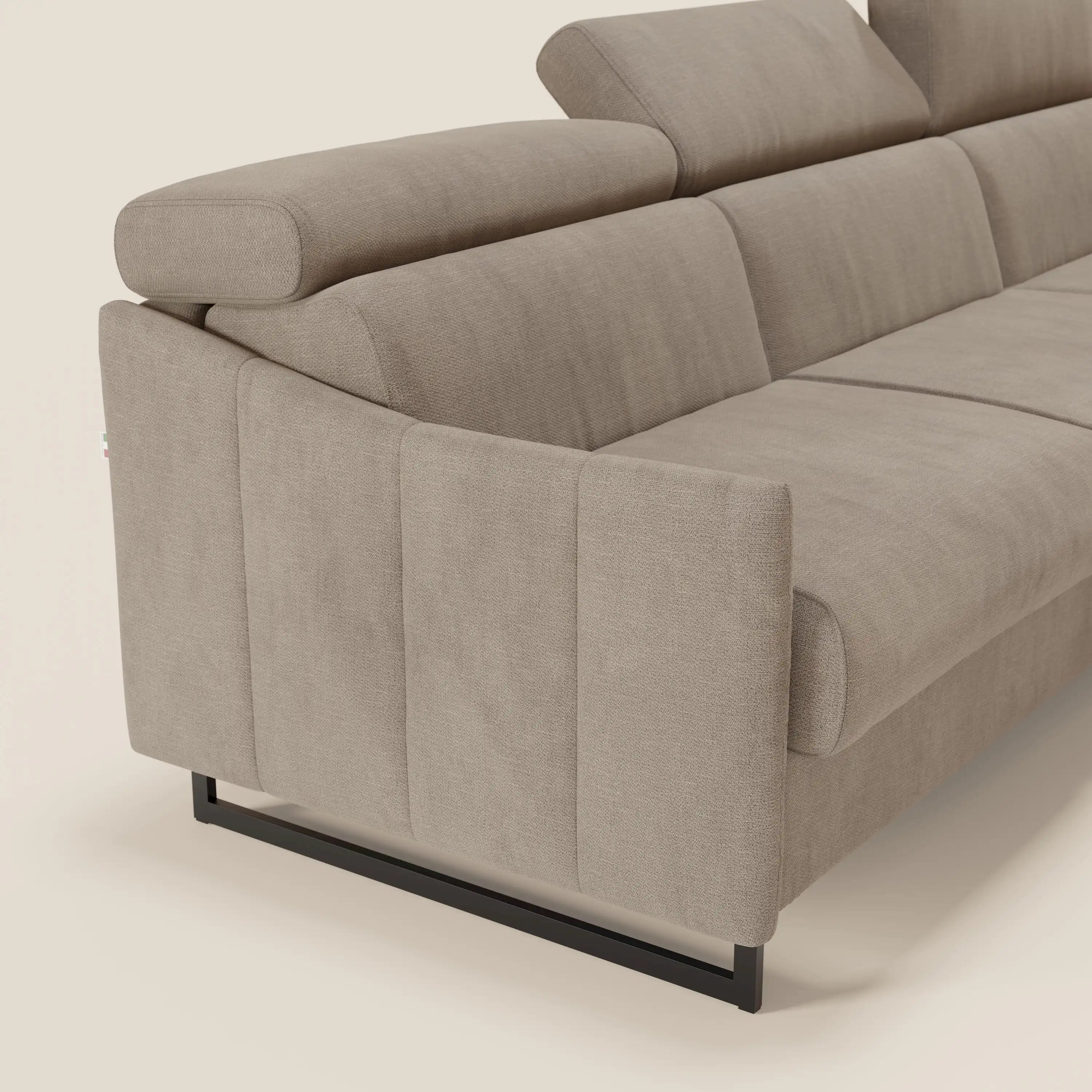 Loto Divano Letto Angolare con Penisola contenitore, Poggiatesta, Materasso Alto H18 in morbido tessuto impermeabile T14 - divitt.sbs