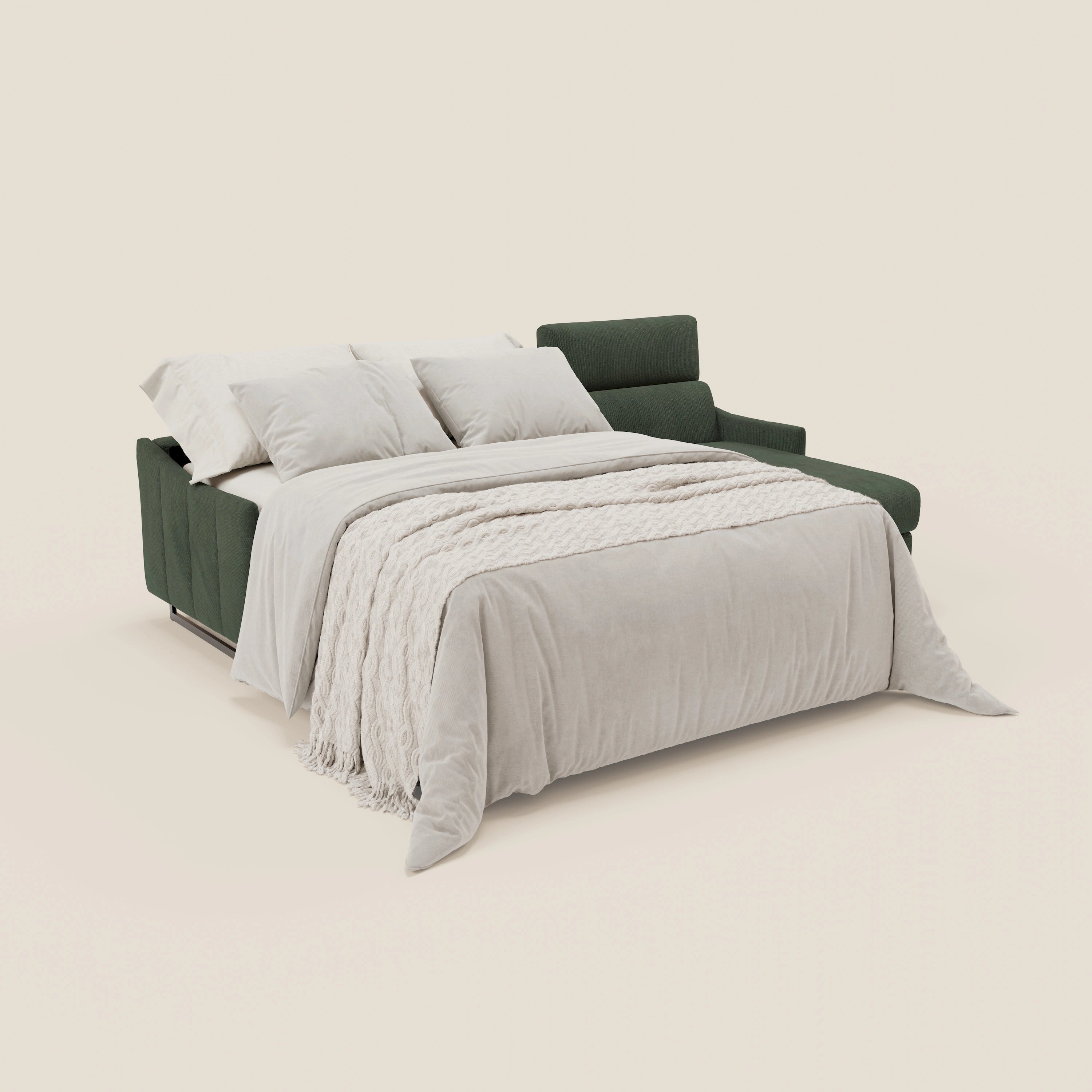 Loto Divano Letto Angolare con Penisola contenitore, Poggiatesta, Materasso Alto H18 in morbido tessuto impermeabile T14 - divitt.sbs