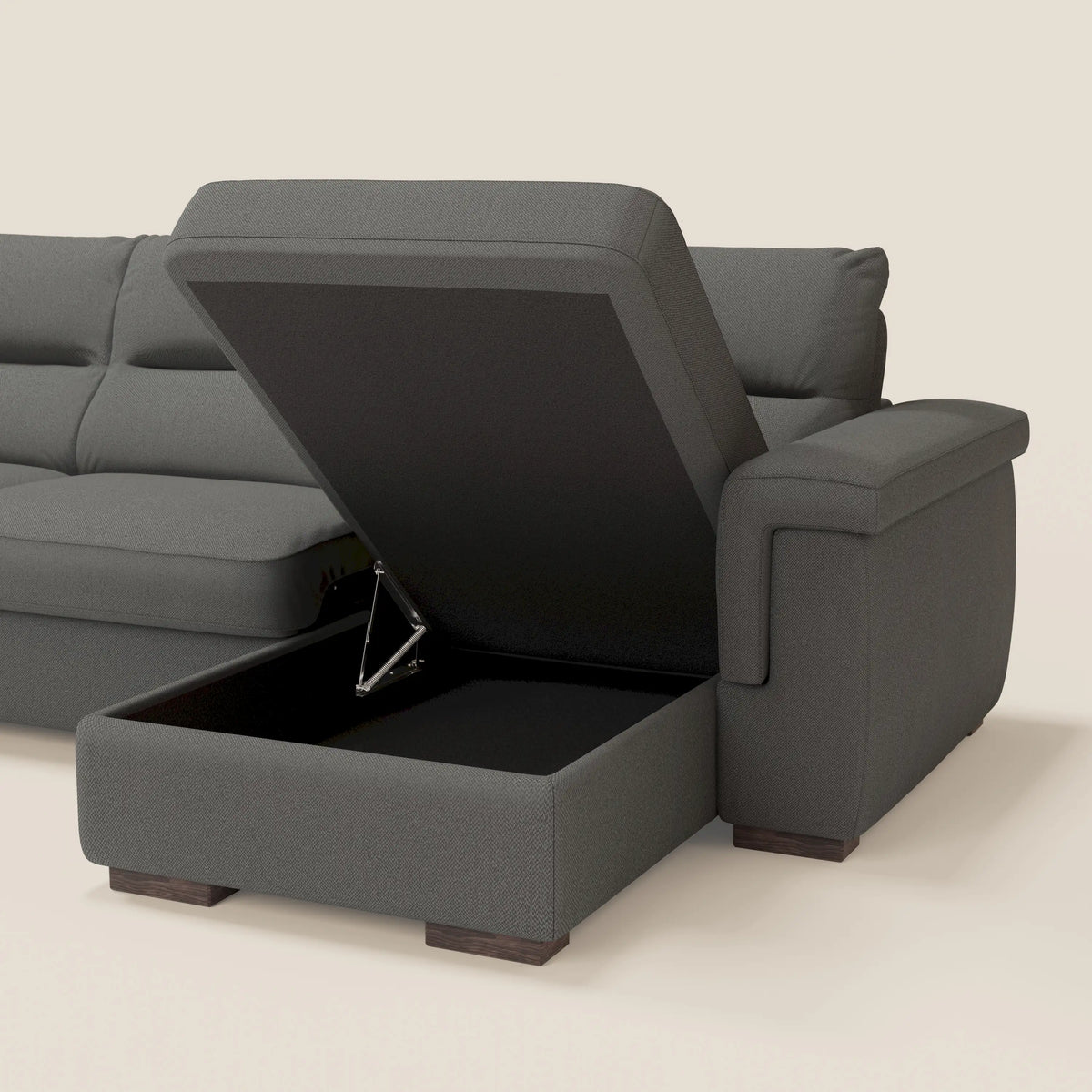 Magnolia divano letto angolare con Penisola Contenitore - Materasso H18 cm in tessuto smacchiabile T05 - divitt.sbs