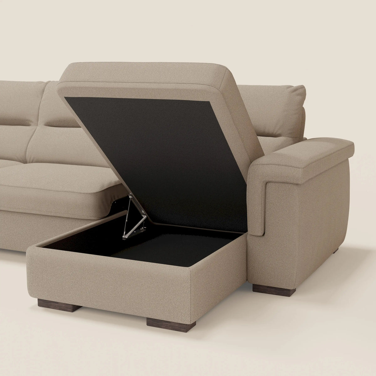 Magnolia divano letto angolare con Penisola Contenitore - Materasso H18 cm in tessuto smacchiabile T05 - divitt.sbs