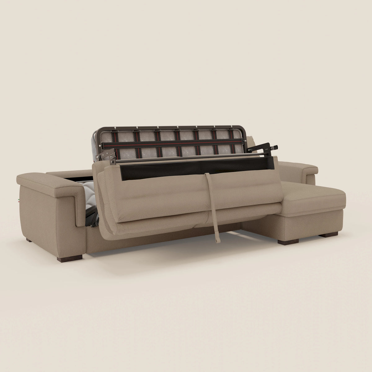 Magnolia divano letto angolare con Penisola Contenitore - Materasso H18 cm in tessuto smacchiabile T05 - divitt.sbs